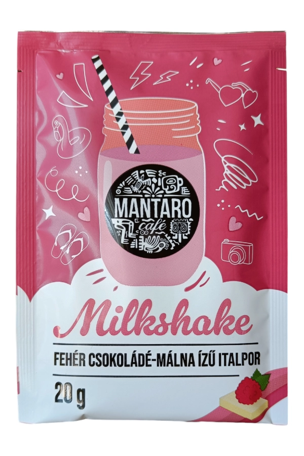 Mantaro Fehércsokoládé-Málna ízű Milkshake italpor (20g)